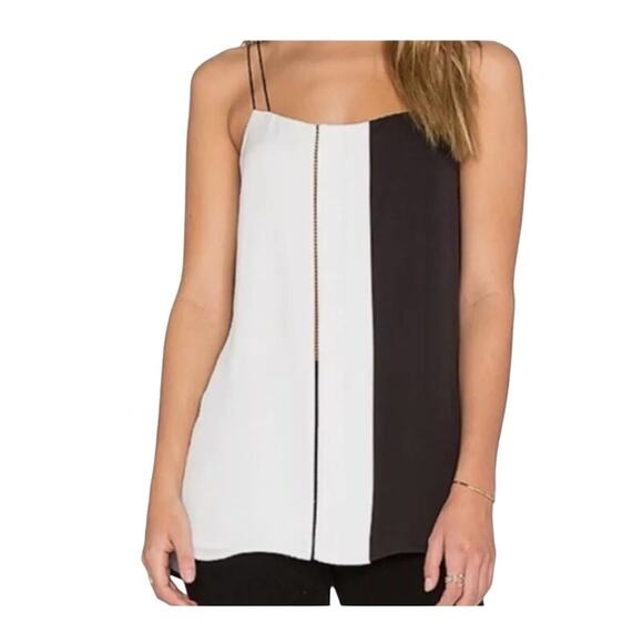 Vince Silk Cami Top Black White Colorblock Spaghetti Straps XXS NWOT - Picture 1 of 10